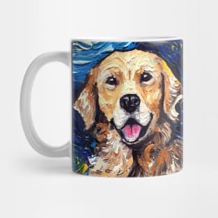 Golden Retriever Night with Hearts Mug